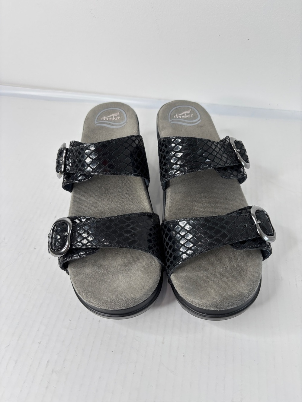 Dansko Sophie Sandals Black Leather Slip On Shoes Sz 41 US 10.5 / 11 Adjustable - Picture 9 of 16